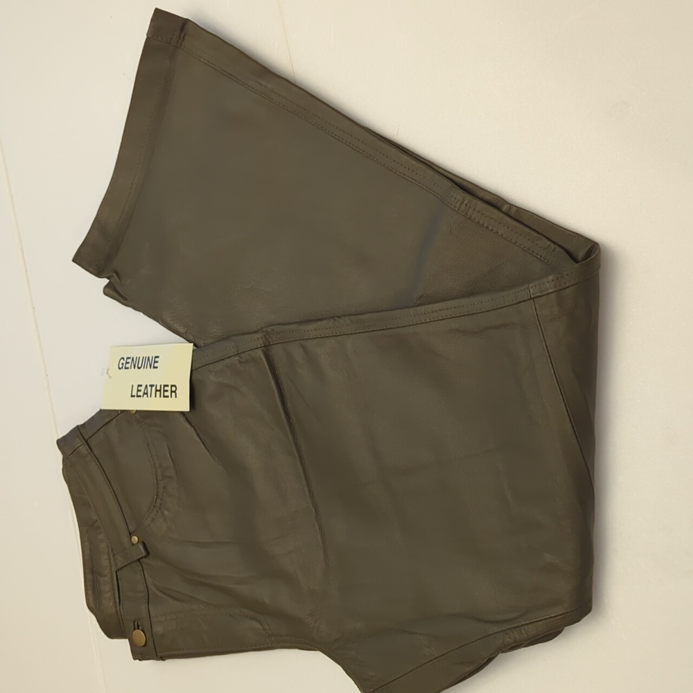 Women's Metro Style Olive Leather Jeans